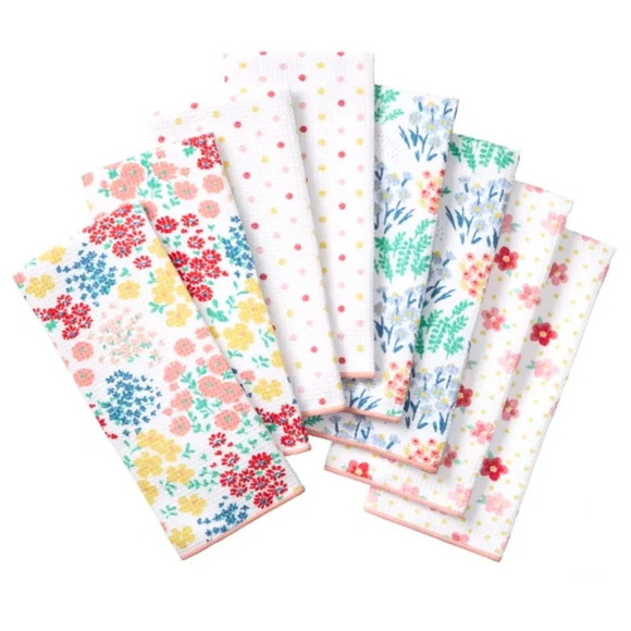 Microfiber Kitchen Towels, Flowers 8 Pack 18x28 - Picture 1 of 6